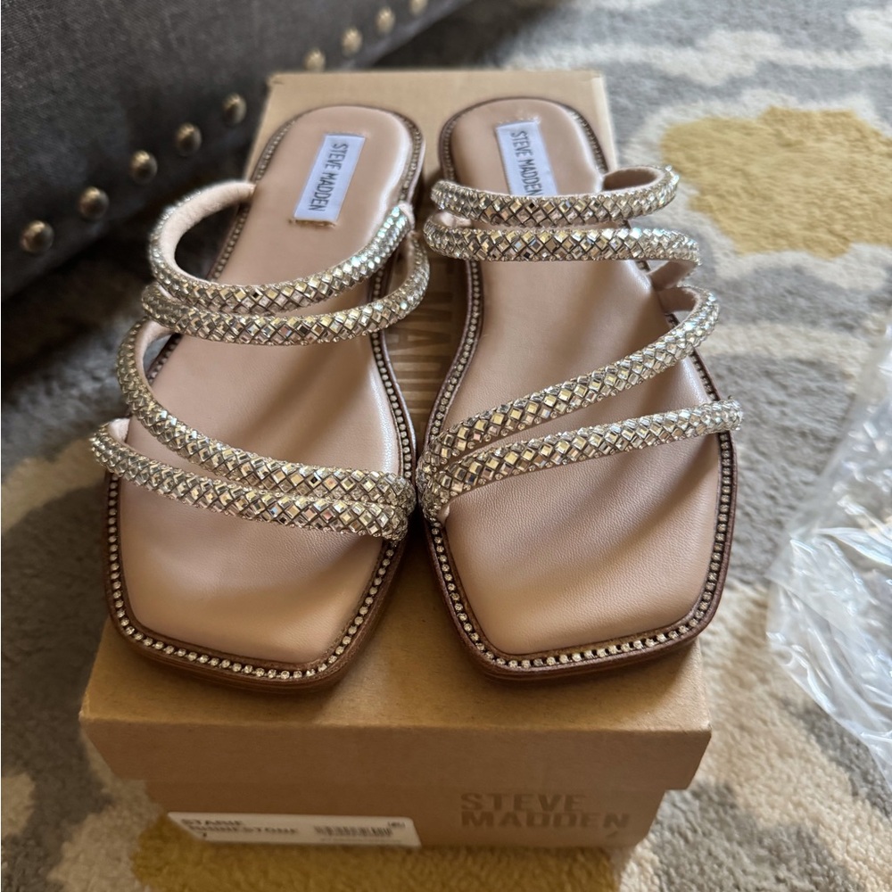 Steve Madden Women's Starie Rhinestone Sandals - Silver